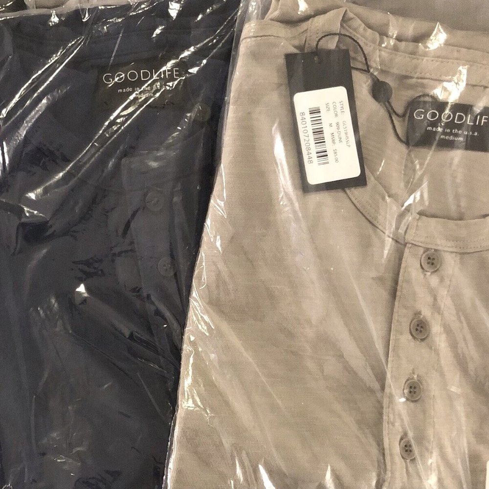 Lot of 2 Goodlife short sleeve henleys size medium scallop hem